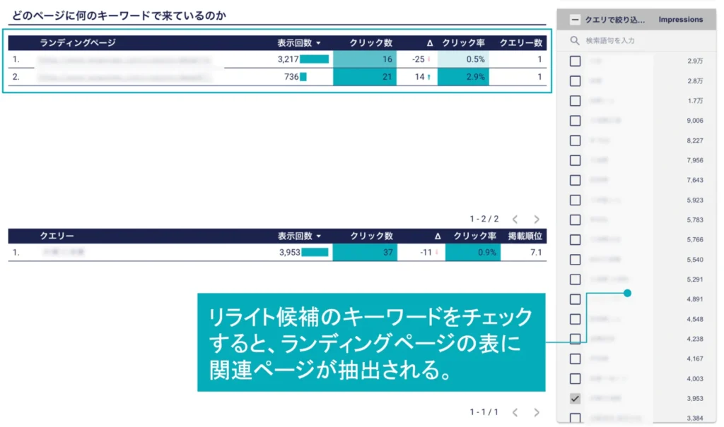 Looker Studio リライトキーワード抽出