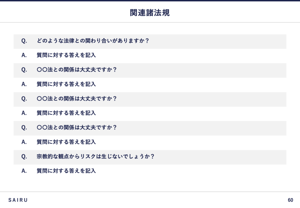 関連諸法規を載せたスライド