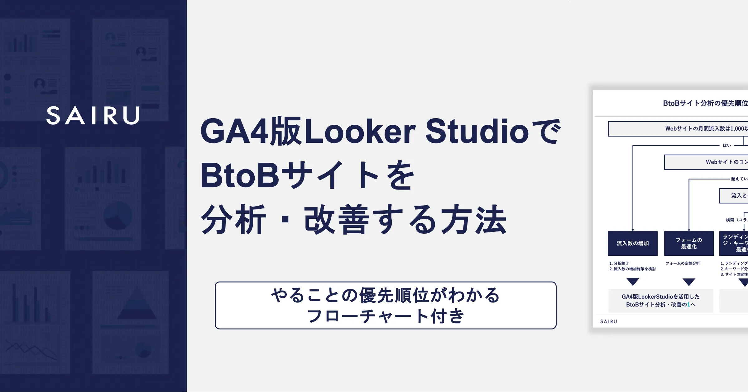 GA4版Looker Studioテンプレートを活用したBtoBサイト分析・改善の方法｜優先順位がわかるフローチャート付き